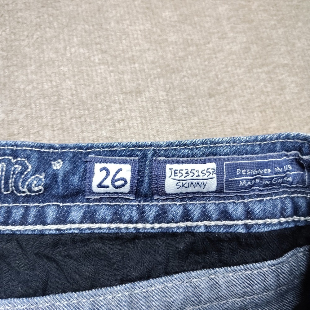 Miss Me Low Rise Crystal Skinny Jeans Womens 26 Blue Embellished Sequin - Picture 4 of 9